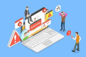 3D Isometric Flat Conceptual Illustration of Ransomware Attack. vector