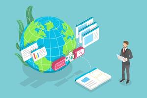 3D Isometric Flat Conceptual Illustration of Web Search vector