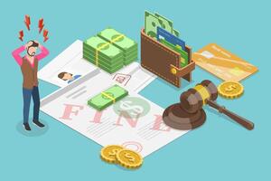 3D Isometric Flat Conceptual Illustration of Fine vector