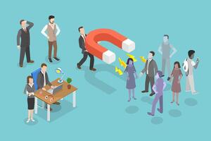 3D Isometric Flat Conceptual Illustration of Lead Generation vector