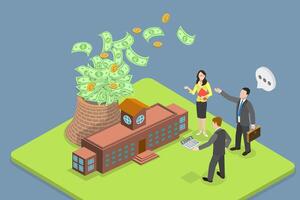 3D Isometric Flat Conceptual Illustration of Carbon Pollution Pricing. vector