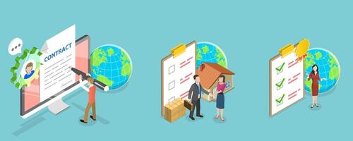3D Isometric Flat Conceptual Illustration of Business Contract vector