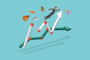 3D Isometric Flat Conceptual Illustration of Stock Market Volatility vector