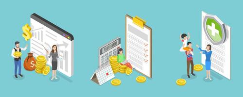 3D Isometric Flat Conceptual Illustration of Budgeting And Financial Planning vector
