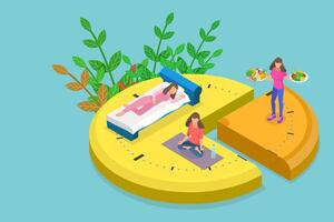 3D Isometric Flat Conceptual Illustration of Intermittent Fasting vector