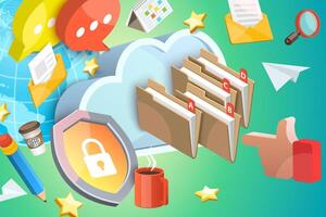 3D Conceptual Illustration of Paperless Office vector