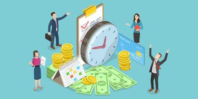 3D Isometric Flat Conceptual Illustration of Payment Date vector