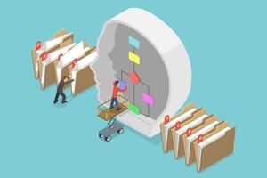 3D Isometric Flat Conceptual Illustration of Machine Learning vector