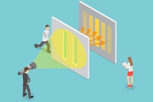 3D Isometric Flat Conceptual Illustration of Double-slit Experiment vector