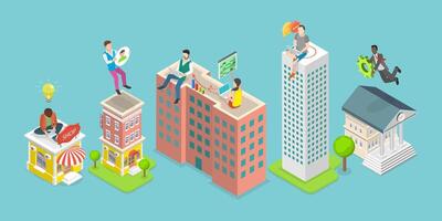 Flat Conceptual Illustration of Hybrid Work. vector