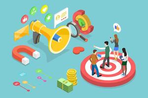 3D Isometric Flat Conceptual Illustration of Target Marketing vector