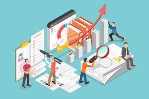 3D Isometric Flat Conceptual Illustration of Population Cencus vector