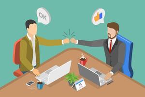 3D Isometric Flat Conceptual Illustration of Fist Bump. vector