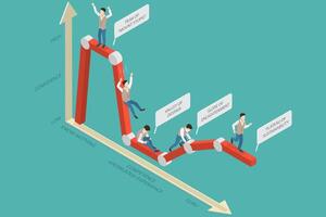 3D Isometric Flat Conceptual Illustration of Dunning-Kruger Effect. vector