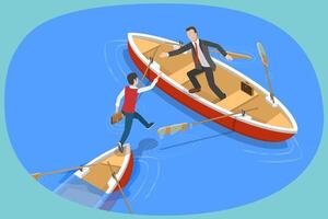 3D Isometric Flat Conceptual Illustration of Business Help. vector