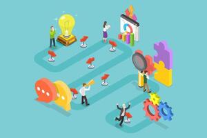 3D Isometric Flat Conceptual Illustration of Product Development Timeline vector