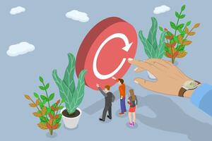 3D Isometric Flat Conceptual Illustration of Refresh or Renew. vector