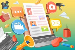 3D Conceptual Illustration of Blog Content Strategy vector