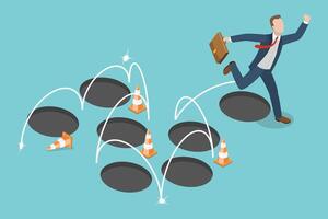 3D Isometric Flat Conceptual Illustration of Risk Avoidance vector
