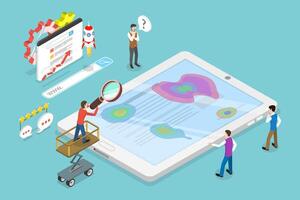 3D Isometric Flat Conceptual Illustration of Website Heatmap. vector