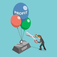 3D Isometric Flat Conceptual Illustration of Cost Reduction Strategy vector
