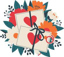 Two cards with hearts and flowers on them vector