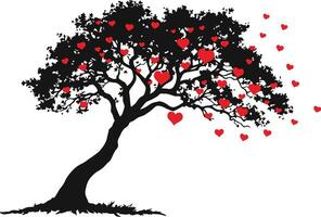 A tree with hearts on it vector