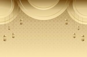 Elegant Islamic ornament and background with lantern, arabic dome and pattern in luxury gold color. Ramadan modish background, eid mubarak, and festival concept. vector