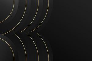 luxury Black circle papercut background with gold line. Abstract geometry background with modern and elegant concept. vector