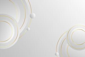 Circle shape background luxury White Grey with gold line and planetary. Abstract geometry background with modern and elegant concept. vector