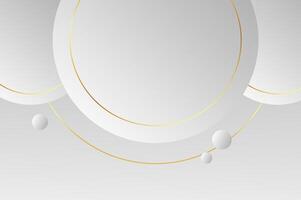 Circle shape luxury White Grey background with gold line and planetary. Abstract geometry background with modern and elegant concept. vector