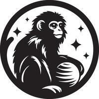 The black macaque circular logo design art vector