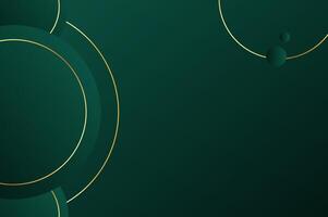 luxury Dark Green Circle shape background with gold line and planetary. Abstract geometry background with modern and elegant concept. vector