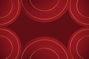 luxury Red Rose Circles shape background with gold line. Abstract geometry background with modern and elegant concept. vector
