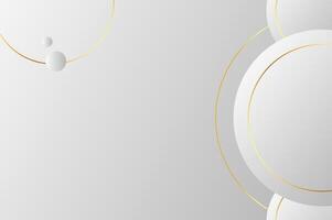 luxury White Grey Circle shape background with gold line and planetary. Abstract geometry background with modern and elegant concept. vector