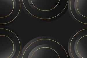 luxury Black Circles shape background with gold line. Abstract geometry background with modern and elegant concept. vector