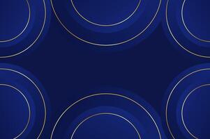 luxury Navy Blue Circles shape background with gold line. Abstract geometry background with modern and elegant concept. vector