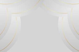 luxury White Grey curve curtain awards background with gold line. Abstract geometry background with modern and elegant concept. vector