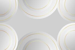 luxury White Grey Circles shape background with gold line. Abstract geometry background with modern and elegant concept. vector