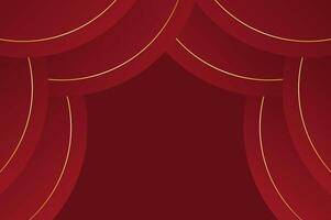 luxury Red Rose curve curtain awards background with gold line. Abstract geometry background with modern and elegant concept. vector