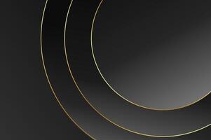 luxury Black Circle Podium background with gold line. Abstract geometry background with modern and elegant concept. vector