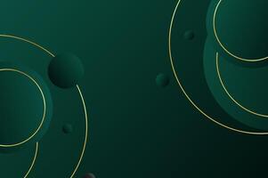 Abstract geometry luxury Dark Green Circle shape background with gold line and planetary. Template background with modern and elegant concept. vector