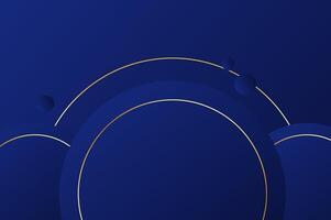 Circle shape luxury Navy Blue background with gold line and planetary. Abstract geometry background with modern and elegant concept. vector