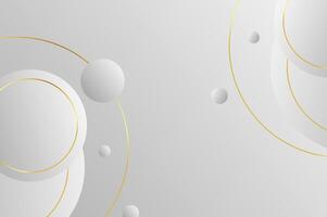 Abstract geometry luxury White Grey Circle shape background with gold line and planetary. Template background with modern and elegant concept. vector