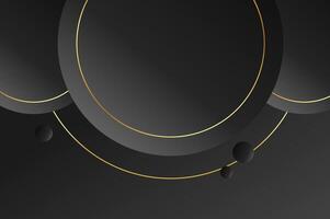 Circle shape luxury Black background with gold line and planetary. Abstract geometry background with modern and elegant concept. vector