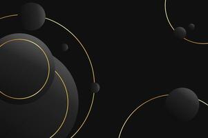 Abstract luxury Black Circle shape background with gold line and planetary.geometry background with modern and elegant concept. vector