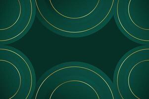 luxury Dark Green Circles shape background with gold line. Abstract geometry background with modern and elegant concept. vector
