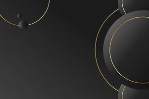 luxury Black Circle shape background with gold line and planetary. Abstract geometry background with modern and elegant concept. vector