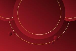Circle shape luxury Red Rose background with gold line and planetary. Abstract geometry background with modern and elegant concept. vector