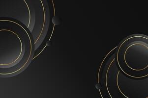 Circle shape background luxury Black with gold line and planetary. Abstract geometry background with modern and elegant concept. vector
